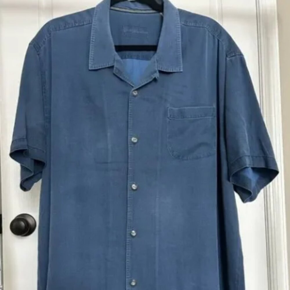 Tommy Bahama Men’s Blue Short Sleeve 100% Silk Button Up Shirt Size XXL